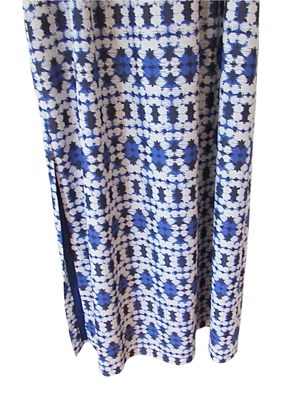 J Crew Factory Navy Blue White Maxi Dress 0 Tribal Print Sleeveless Halter Lined - Picture 6 of 12